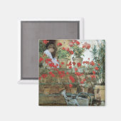 Geraniums van Childe Hassam, impressionisme Magneet (Voorkant / Achterkant)