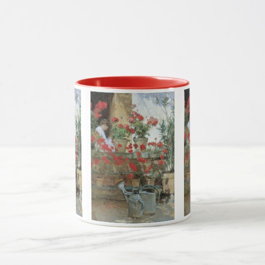 Geraniums van Childe Hassam,  impressionisme Mok (Midden)