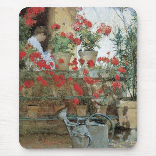 Geraniums van Childe Hassam, impressionisme Muismat (Voorkant)