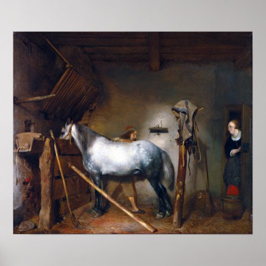 Gerard ter Borch Horse Stable Poster (Voorkant)