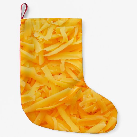 geraspte cheddar-uitzicht bovenaan kleine kerstsok (Voorkant)