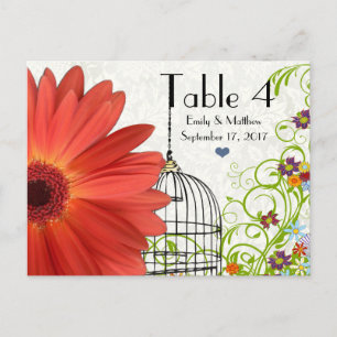 Gerber Daisy Bird Cage Flower Swirl Number Kaart