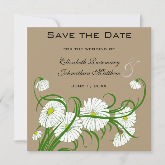  Gerber Daisy bloemen die de datum bewaren Save The Date (Voorkant)