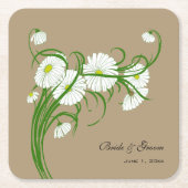 Gerber Daisy Flowers Bruiloft Vierkante Kartonnen Onderzetter (Voorkant)