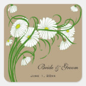  Gerber Daisy Flowers Bruiloft Vierkante Sticker (Voorkant)