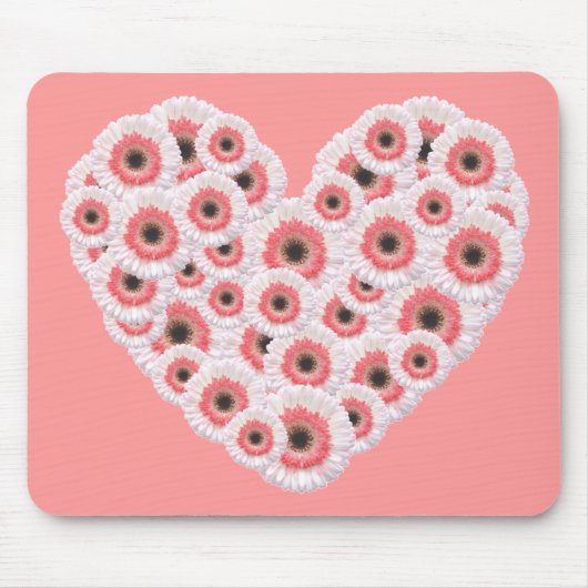 Gerber Daisy Heart Muismat (Voorkant)