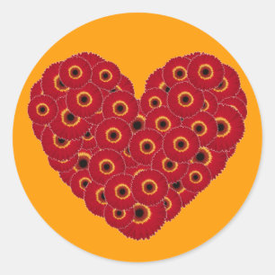 Gerber Daisy Heart Ronde Sticker