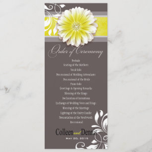 Gerber Daisy Scroll 1 Programme de mariage jaune