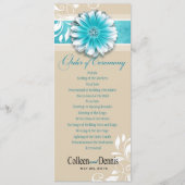 Gerber Daisy Scroll 1 Wedding Program blauwgroen Programma (Voorkant)