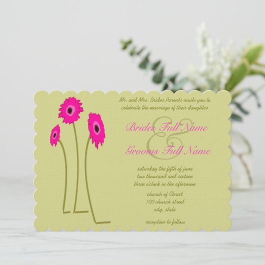 Gerber framboise sur les invitations de mariage de (Debout devant)