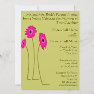 Gerber framboise sur les invitations de mariage de