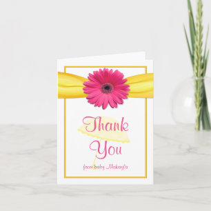 Gerber rose Daisy Merci de Baby shower jaune
