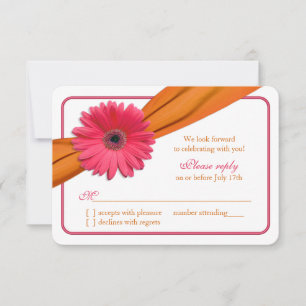 Gerber rose Daisy Orange Ribbon Wedding RSVP