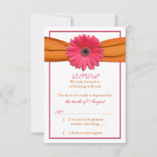 Gerber Rose Daisy Orange Ribbon Wedding RSVP Répon
