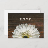 Gerbera blanche & Barnwood Mariage rustique RSVP (Devant / Derrière)