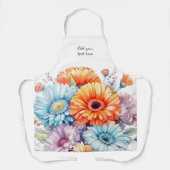 Gerbera bloemen aangepaste tekst wit schort (Voorkant)