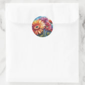 Gerbera Daisies Bloemen Kleurrijk Ronde Sticker (Tas)