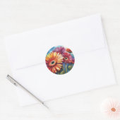 Gerbera Daisies Bloemen Kleurrijk Ronde Sticker (Envelop)