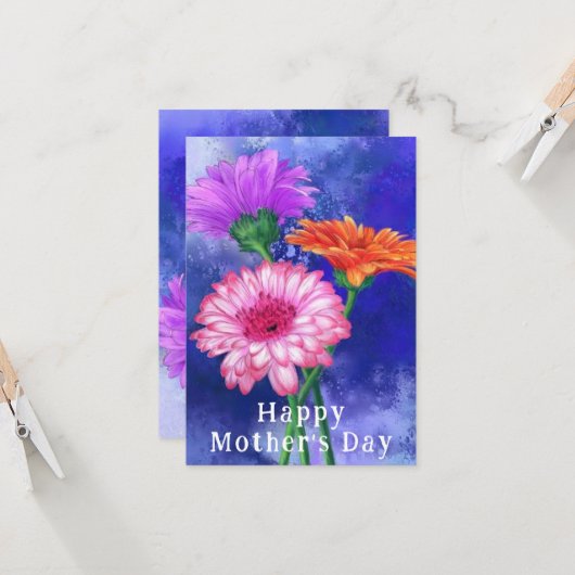 Gerbera Daisies Carte de fête des mères (Devant/Arrière en situation)