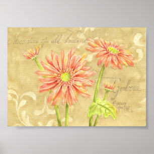 Gerbera Daisies Notes du jardin Poster 7x5