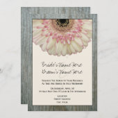Gerbera Daisy & Barnwood Wedding Invitation Kaart (Voorkant / Achterkant)