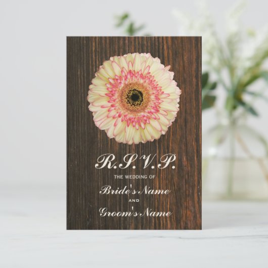 Gerbera Daisy & Barnwood Wedding RSVP (Debout devant)