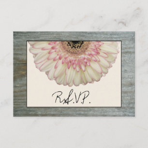 Gerbera Daisy & Barnwood Wedding RSVP Kaartje
