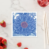 Gerbera Daisy Block Print - kobalt blauw Servetten (Insitu)