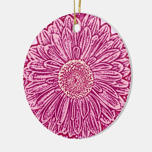 Gerbera Daisy Block Print - roze tinten Keramisch Ornament (Links)