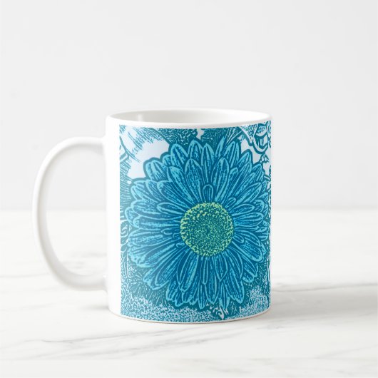 Gerbera Daisy Block Print - zee blauw Koffiemok (Links)