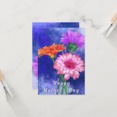 Gerbera Daisy Carte de fête des mères (Devant/Arrière en situation)