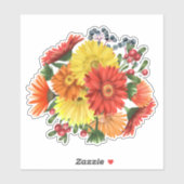 Gerbera Daisy Floral Bouquet Waterverf Sticker (Vel)
