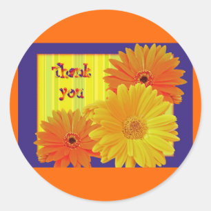Gerbera Daisy (Gerbera hybrida) - Geel Ronde Sticker