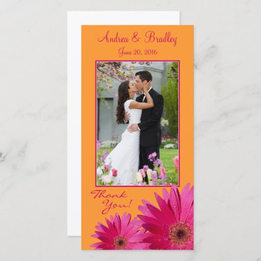 Gerbera Daisy Mariage Merci Photocard (Devant / Derrière)