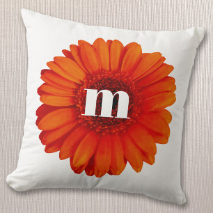 Gerbera Daisy Monogram Initiaal Kussen