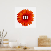 Gerbera Daisy Monogram Initiaal Poster (Keuken)