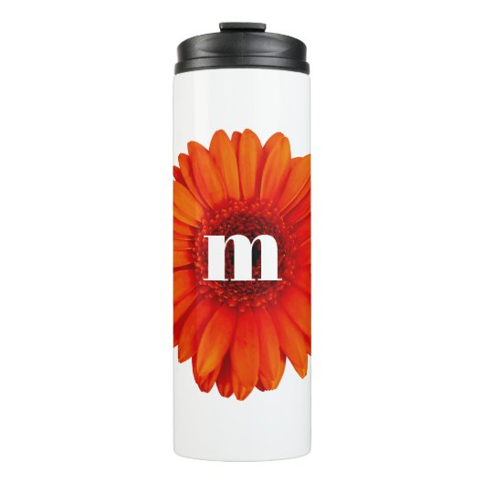 Gerbera Daisy Monogram Initiaal Thermosbeker (Voorkant)