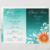 Gerbera Daisy Oranje Aqua Orde van de Dienst Progr (Voorkant / Achterkant)