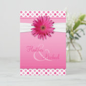 Gerbera Daisy Pink Polka Dot Weddenschap Kaart (Staand voorkant)