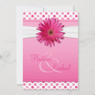 Gerbera Daisy Pink Polka Faire-part de mariage