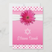Gerbera Daisy Polka Dot Bat Mitzvah Uitnodiging (Voorkant)