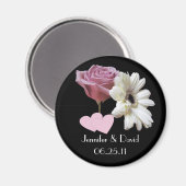 Gerbera Daisy & Rose Mariage Magnet (Recto/Verso)