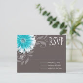 Gerbera Daisy Scroll 1 RSVP turquoise tableau noir (Debout devant)