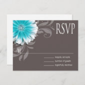 Gerbera Daisy Scroll 1 RSVP turquoise tableau noir (Devant / Derrière)