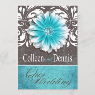 Gerbera Daisy Scroll 1 Wedding blauwgroen krijtbor Kaart