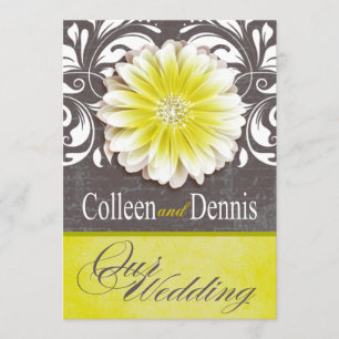 Gerbera Daisy Scroll 1 Wedding yellow chalkboard Kaart
