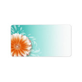 Gerbera Daisy Scroll | oranje aqua Mailing Etiket (Voorkant)