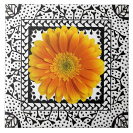 Gerbera Daisy Sinaasappel Tile Tegeltje
