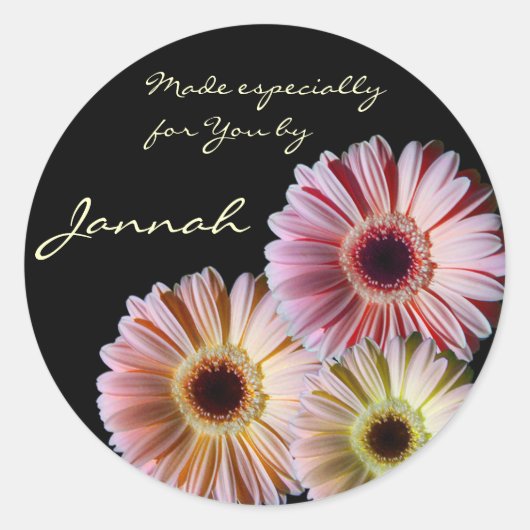 Gerbera Daisy Trio Ronde Sticker (Voorkant)