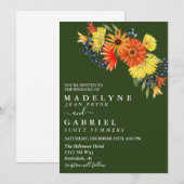 Gerbera Daisy Wedding Bouquet Floral Invitation Kaart (Voorkant / Achterkant)